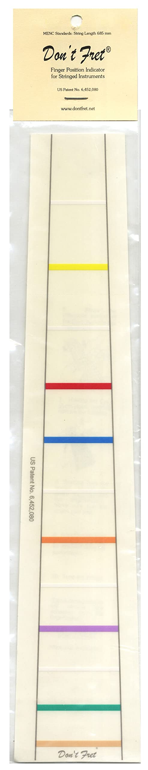 Fingerboard marking DON`T FRET 107, for 1/4 cello, with 12 lines, colourful