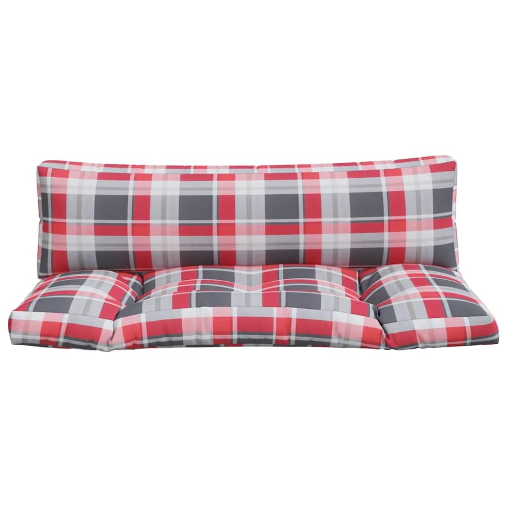 Poduszki na palety, 2-częściowe, czerwone wino, wzór karo, wodoodporne, ergonomiczne, nadają się do prania, antypoślizgowe, na meble ogrodowe, balkon, taras, na zewnątrz, do wnętrz