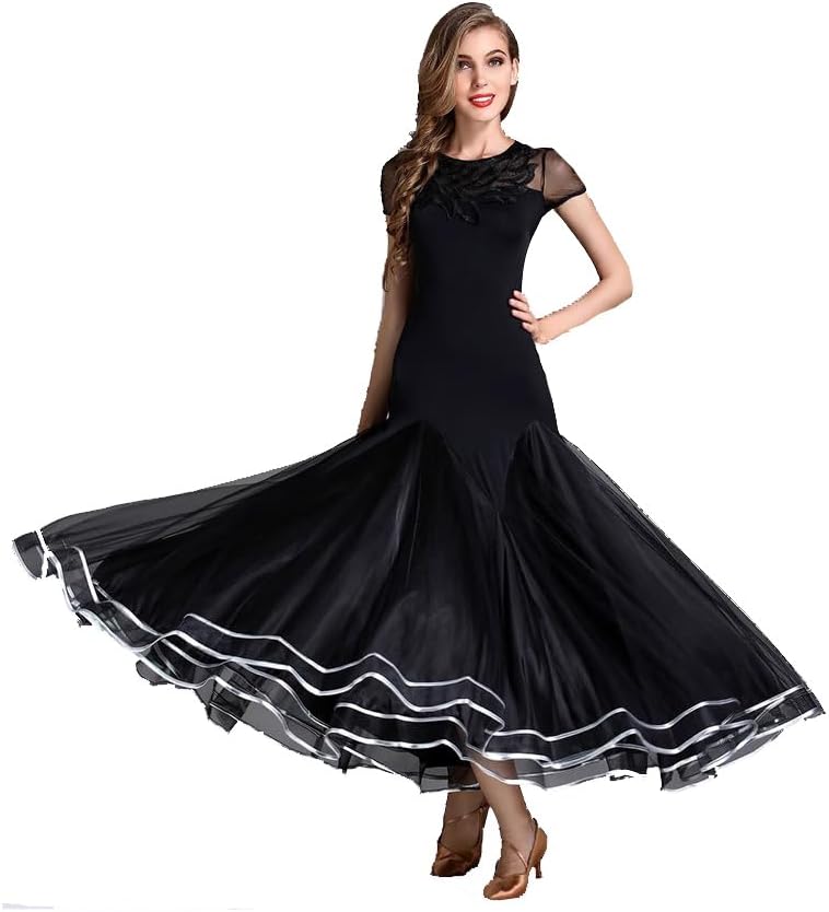 Ballroom Dance Dresses for Women Tango Social Dancewear Waltz Performance Costume Mesh Splice Foxtrot Dancing Outfit