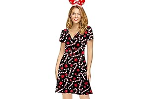 Stylish Women's Christmas Short Sleeves V Neck Wrap Dress