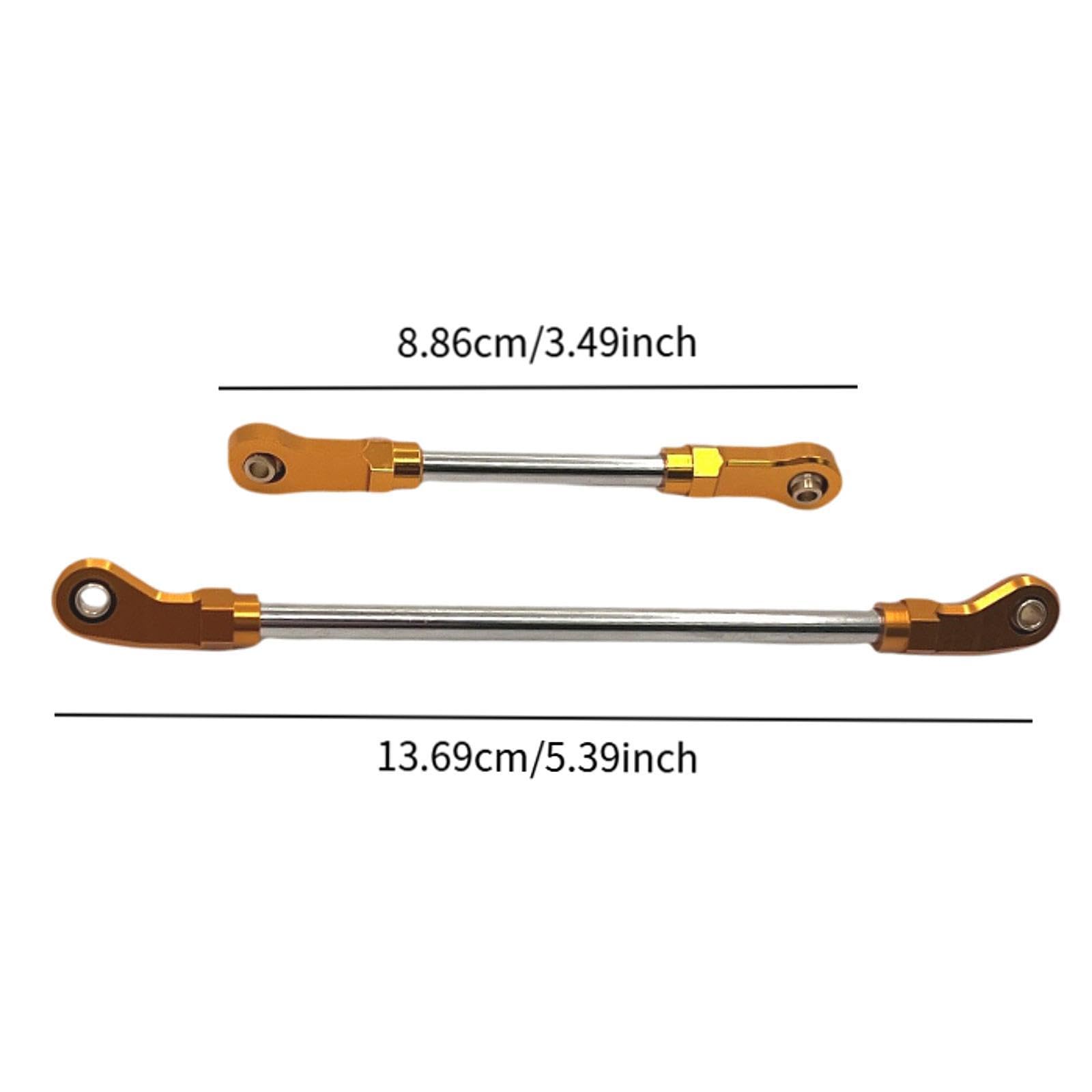 Menolana 2Pcs 1/10 Steering Servo Link Linkages Tie Rod Parts DIY RC Model Sturdy Adjustable Metal for 104010 104020 104006 RC Vehicle, Gold