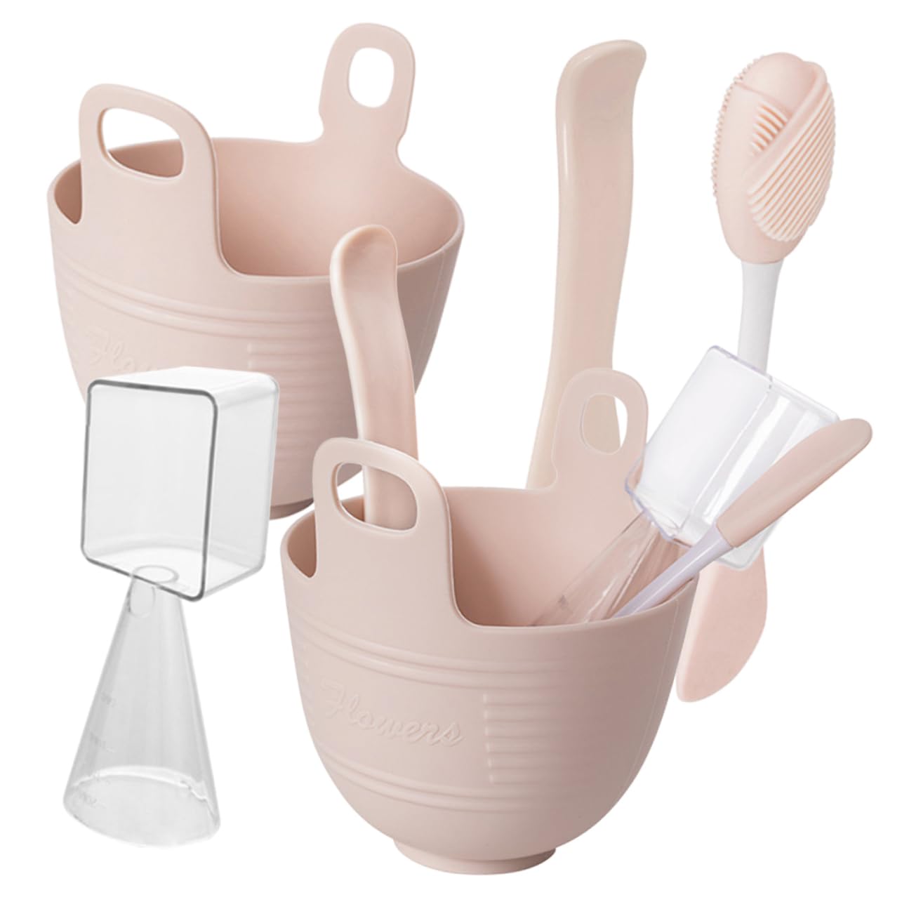 PLAFOPE Diy Face Mask Set 2 Silicone Mixing Bowls Brush Kit for Home Facial Masks