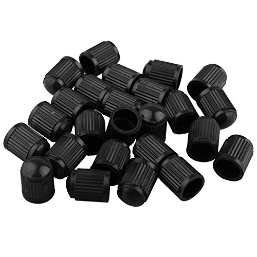 LUAMY 25個 トラック、スクーター、自転車エアバルブキャップ 車用プラスチックタイヤプラスチックキャップ 樹脂製(黒)