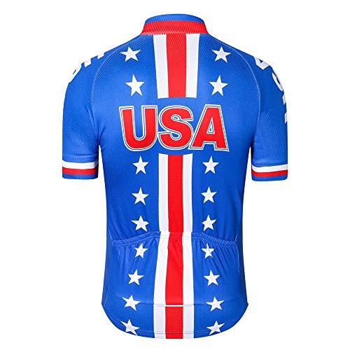 Shenshan Short Sleeve Men Cycling Jersey Breathable Mountain Bike Tops USA Navy XL