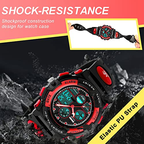 image for eYotto Kids Sports Watch Waterproof Boys Multi-Function Analog Digital