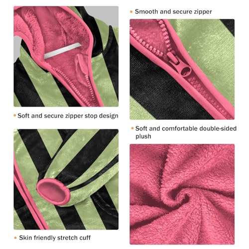 GuoChe Striped Green Black Sherpa Lined Toddler Hoodie3