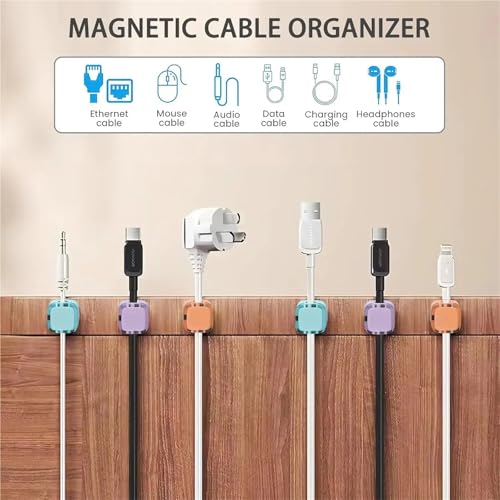 6pcs Clips Magnéticos para Cables - Soporte Ajustable para Cordones para Organización Eficiente de Cables Bajo Escritorio y Cables de Teclado (Naranja) miniatura 7