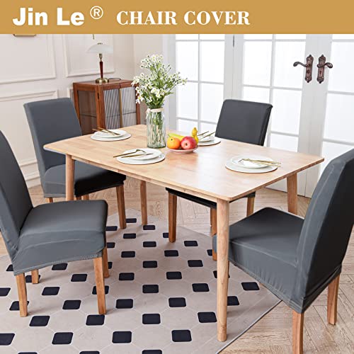 Jin Le Dining Chair Covers Set Of 6 Light Gray, Xl/Oversized Stretch Parson Chair Slipcover Chair Covers For Dining Room Protector Cover Washable Kitchen Chair Cover For Hotel, Wedding, Banquet, Party #TOP2