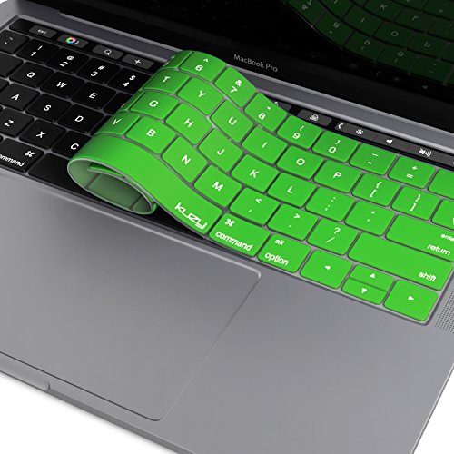 Kuzy Compatible with MacBook Pro Keyboard Cover with Touch Bar for 13 and 15 inch 2019 2018 2017 2016 (Apple Model A2159, A1989, A1990, A1706, A1707) Silicone Skin Protector, Green