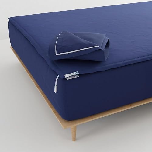 Sábana bajera QuickZip, incluye 1 base de sábana bajera ajustable y 2 sábanas con cremallera, fáciles de cambiar, doblar y lavar