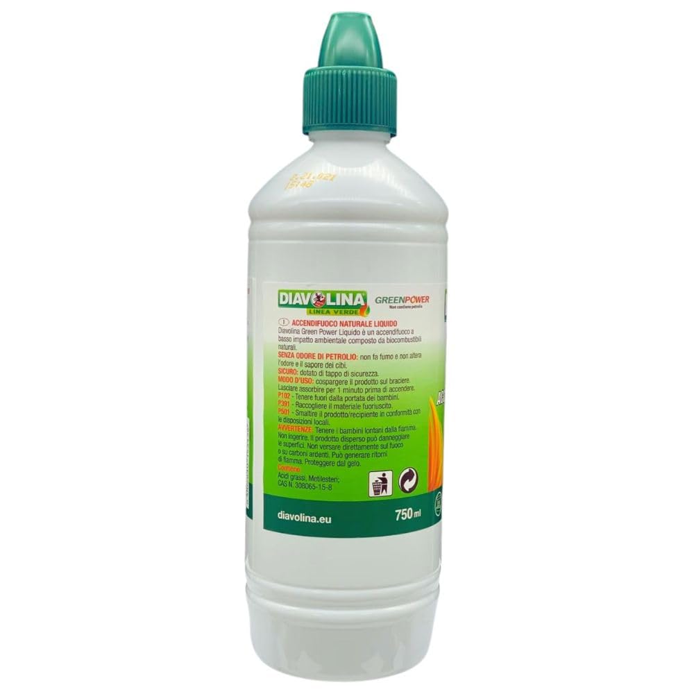 ACCENDIFUOCO NATURALE LIQUIDO 100% VEGETALE, Ideale per Barbecue e Caminetti, Rispetta i sapori dei cibi, 750ml. (4 Unità)