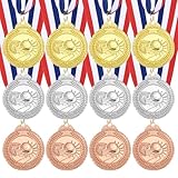 QUARKZMAN Basketball Auszeichnungsmedaillen 2 Zoll Gold Silber Bronze Medaillen Mit Halsband Für Team Sportwettkämpfe Partys 12 Stück