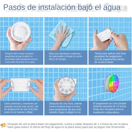 Éclairage de piscine rechargeable spot étanche 16 couleurs télécommande jardin - 7