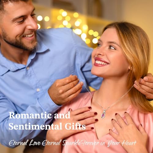 Birthstone Necklace for Women 925 Sterling Silver Necklace Birthday Gifts for Women Mom Wife 18"+2" Inch4