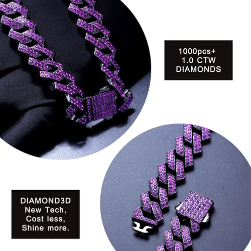 Halukakah 18k Real Gold/Platinum Plated Diamond Cuban Link Bracelet for Men - Over 300 Lab Diamonds Handset - Wide 12mm Length 20/45/50cm - With Giftbox4