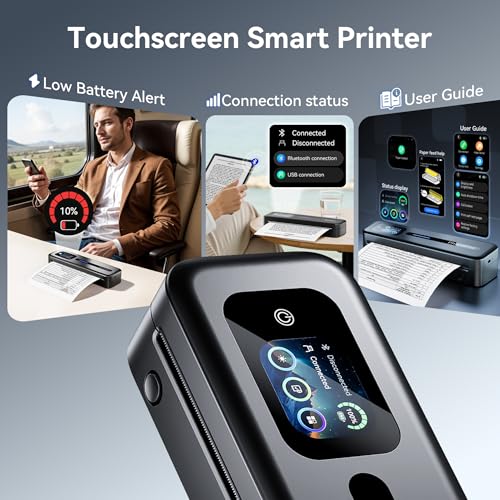Image of Phomemo M832D Touchscreen Printers & 2 Rolls of Thermal Printer Paper 8.5 x 11 Inch, Wireless Thermal Inkless Printer Compatible with iOS, Android, PC
