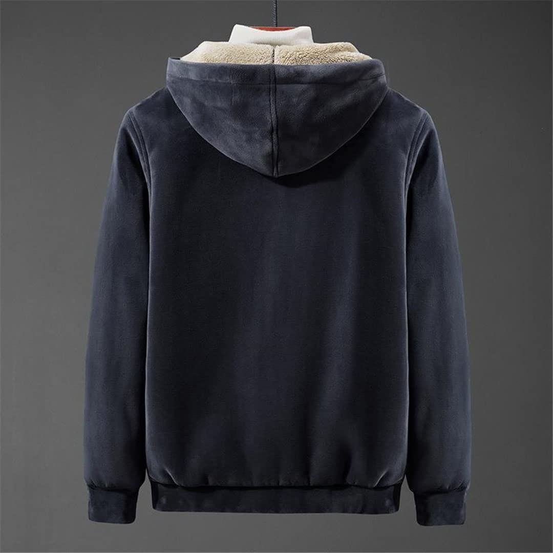 Vogrtcc Męska bluza zimowa ciepłe bluzy z kapturem męskie ciepłe bluzy z kapturem zamek błyskawiczny polarowe bluzy, NIEBIESKI, 5XL