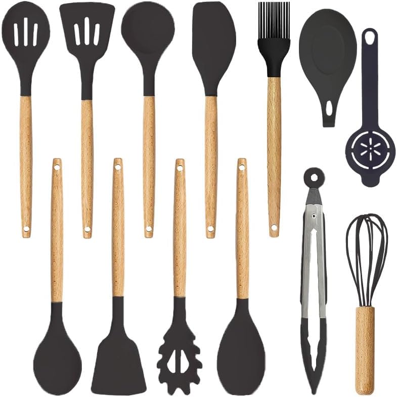 Juego de utensilios de cocina de cocina, juego de herramientas de cocina de silicona de 14 piezas, 446 F, resistentes al calor, resistentes al