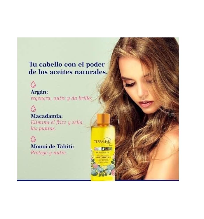 Terramar 3 In 1 Hair with Argan, Macadamia, and Tahitian Monoi Oil extracts 195ml/6.59 fl oz