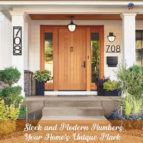 Image of Vertical House Numbers for Outside Houses Custom Metal Address Numbers Sign | Personalized House Number Plaque for Door, Weather-Resistant Thick Steel Powder Coated, Multiple Colors Sizes Fonts Available