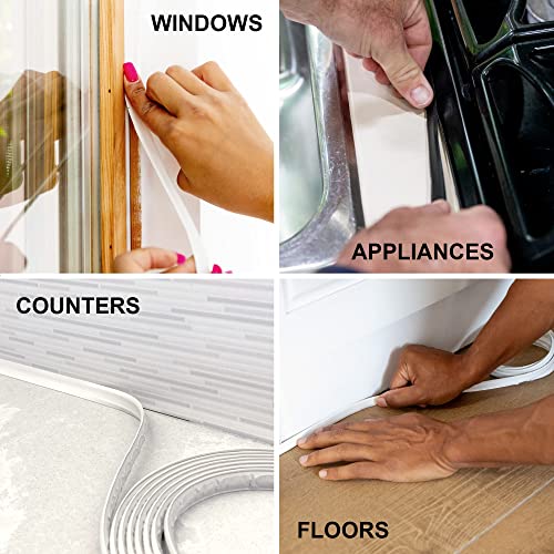 Instatrim Peel And Stick Trim - Flexible, Adhesive Caulk Tape For Walls, Floors, Counters, Tile, & More - White 1/2 In By 10 Ft Adhesive Trim #TOP6