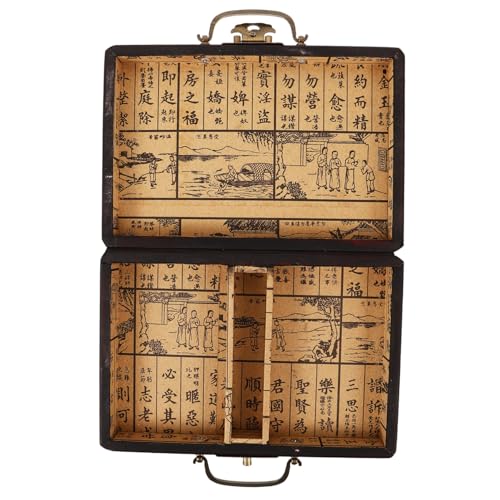YARNOW Caja de Mahjong Asa de Almacenamiento Resistente Azulejos de Mahjong Organizador