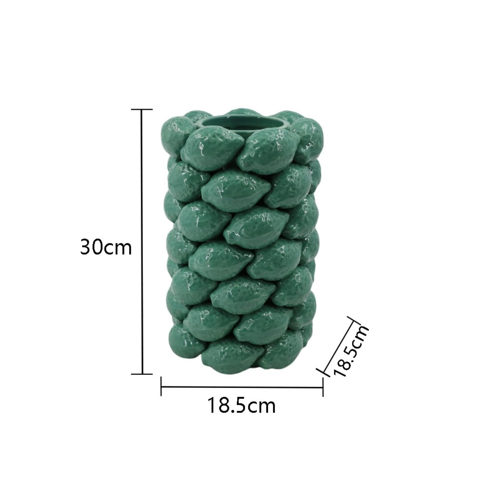 Gralara Florero Cerámica con Cítrico corativo Jarrón Cerámica con Cítrico Bonito Jarrón Limones en Relieve para Mesa, 18-18-30cm, H0821g