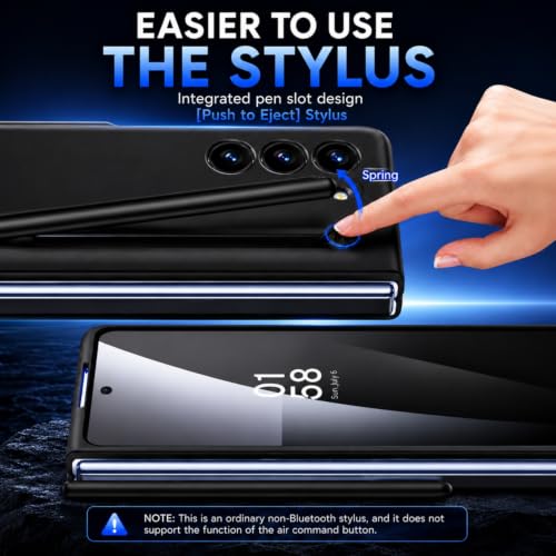 Image of TechTrendz PC Ultra Slim Premium Case for Samsung Galaxy Z Fold 7 Case with Built in Screen Protector with Compact S Pen Holder & Storage Slot,Protective Phone Case for Z Fold 7 Back Cover-Black