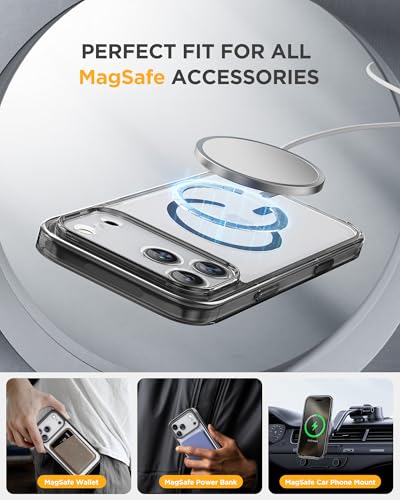 Image of Miracase for iPhone 17 Pro Max Case 6.9 inch Full-Body Phone Case with Built-in Glass Screen Protector& Full Camera Protector,[Magnetic with MagSafe] Drop Proof 17 ProMax Cover, Clear Black