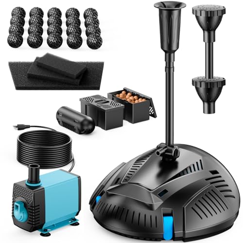 Antfraer Pond Filter with Water Pump Kits, Pond Filter Built-in
