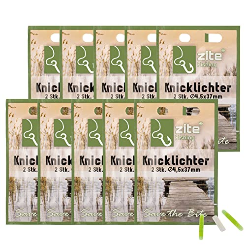 Zite Fishing Knicklichter Nacht-Angeln 20 STK/Bissanzeiger & Bissmelder Hilfe für Angler/Lange Leuchtdauer & Standard Maß 4,5x37mm Zite Fishing Knicklichter Nacht-Angeln 20 STK/Bissanzeiger & Bissmelder Hilfe für Angler/Lange Leuchtdauer & Standard Maß 4,5x37mm