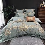 Note: Qualität HIUGHJ steppen Luxury Gold Embroidery 100% Leinenbaumwolle Komfortable Bettwäsche-Set Grün Violett Braun Bettbezug Bettlaken Bettwäsche KissenbezügeFree shipping200 x 230cm (79 x 91 Zoll) 220 x 240