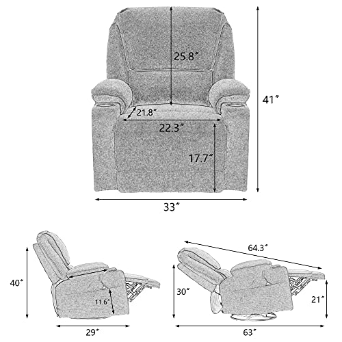 Yoconyo Swivel Rocker Recliner With Massage And Heated Functions, Living Room Chair With Remote Control, Two Cup Holders (Dark Gray) #TOP2