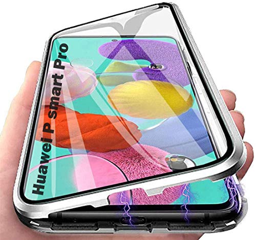 Orgstyle for HUAWEI P Smart Pro (6,59") Case, Magnetic Adsorption Shockproof Cover Front and Back Tempered Glass Aluminum Metal Bumper Full Body Protection Anti Scratch Transparent Case, Silver Orgstyle for HUAWEI P Smart Pro (6,59") Case, Magnetic Adsorption Shockproof Cover Front and Back Tempered Glass Aluminum Metal Bumper Full Body Protection Anti Scratch Transparent Case, Silver