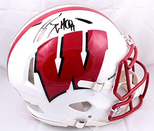 JJ Watt Autographed Wisconsin F/S Speed Authentic Helmet-Beckett W Hologram Black