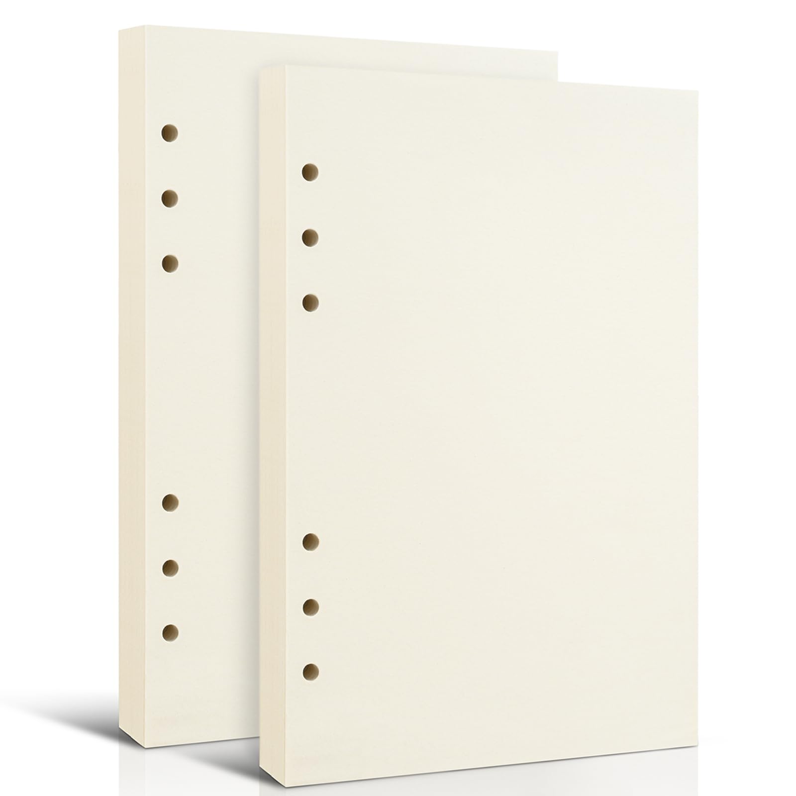 2 Packs A5 Refillable Blank Paper for 6-Ring Binders Planner Traveller Journal Notebook Diary, 80 Sheets 160 Pages, Beige