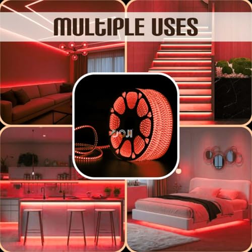 Image of DOJI 2835 Strip Lights for Home Decoration | 120 led per Meter led Strip Light | Rope Lights for Ceiling | Decoration Lights for Diwali, Christmas, Home, False Ceiling (Red, 5 Meter)
