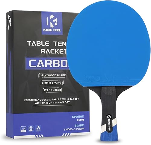 Miniatura 10 de Raquetas profesionales de ping pong, ligeras raquetas de tenis de mesa de fibra de carbono con hoja de 7 capas, esponja premium de 0.08 pulgadas,