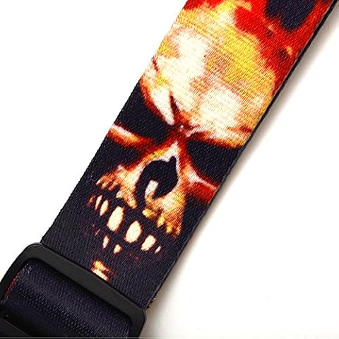 Elagon Skull Style Guitar Strap for Electric, Acoustic and Bass Guitar. Quality and Great Looking Strap Cover