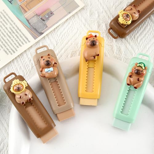 Gommes Rétractables Style Stylo - Lot 6 Gommes Mécaniques + 8 Recharges - Couleurs Assorties