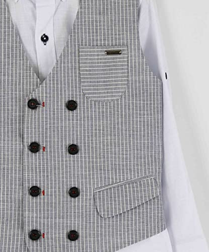 Costume gilet en coton et lin garçon 3 pièces décontracté SIRRI