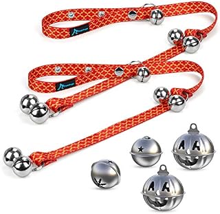 PuppyDoggy Dog Doorbells for Potty Training with 7 Bells 3 Adjustable Buttons and Holiday Bells Halloween Christmas for Dog Training Housebreaking (2 Pack, Red)