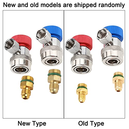 Adaptador R134a para Aire Acondicionado, Acoplador Rápido de Alta y Baja Presión en Latón con Tapa, para Evacuación y Recarga de Sistemas de Aire Acondicionado Automotriz, Juego de 2 miniatura 3
