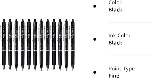Miniatura 3 de Pilot FriXion Ball Clicker - Bolígrafo retráctil de gel borrable, punta fina, 0.028 in, tinta negra, 12 unidades