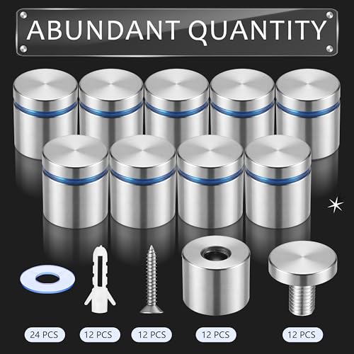 Image of Pelopy 12 Pcs Sign Standoff Screws Advertising Screws Stainless Steel Wall Standoff Mounts Glass Acrylic Nail (1 x 1 Inch)