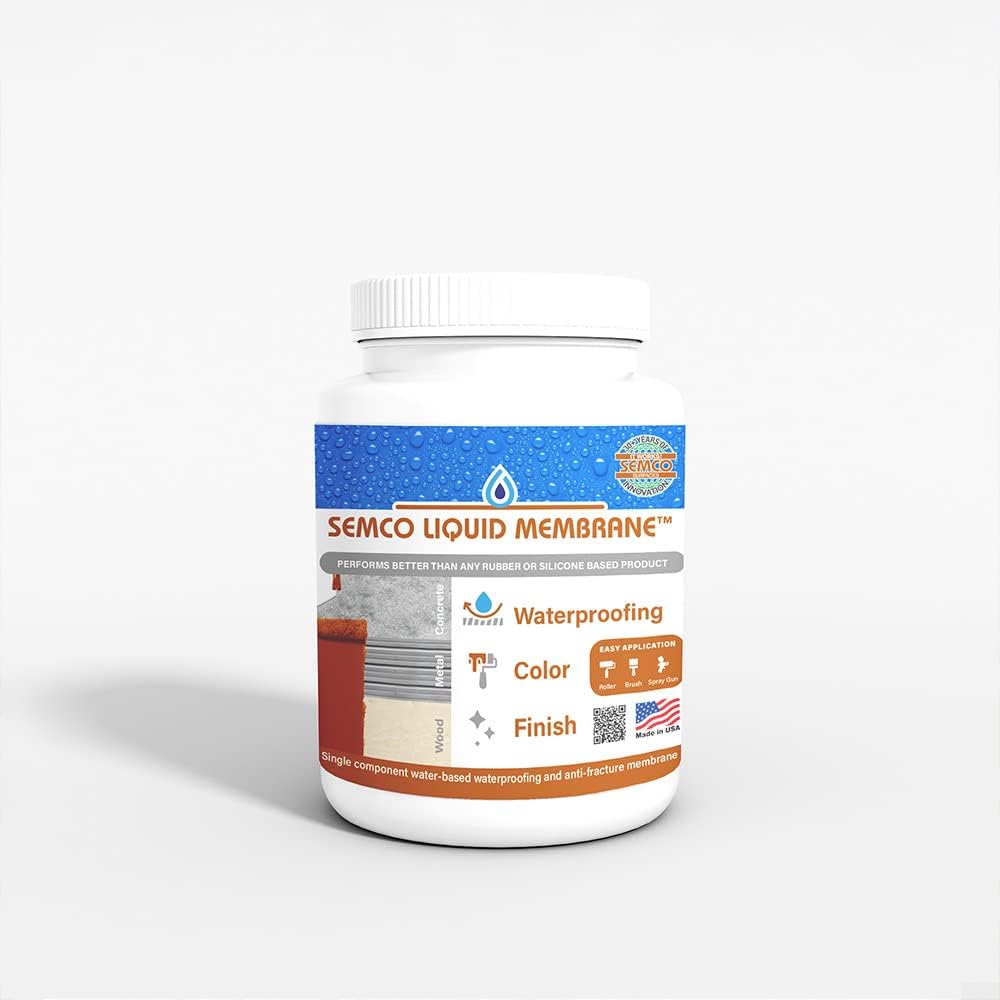 SEMCO Liquid Membrane - Waterproofing Membrane - Multi-Surface Leak and Crack Repair Interior and Exterior Coating, Water-Based, Easy to Apply, 1 Quart (Brown Slate)