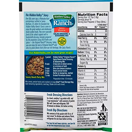 Hidden Valley Spicy Ranch Salad Dressing & Seasoning Mix (Pack of 4) 1 oz Packets by Hidden Valley