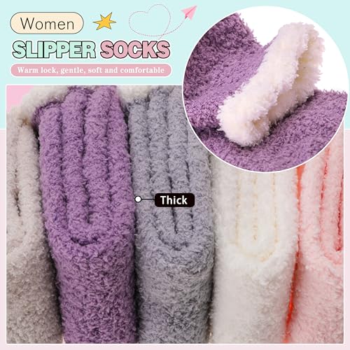 Image of Fuzzy Slipper Socks Thick Fluffy Warm Winter Cozy Plush Soft Sleep Home Socks for Women Men
