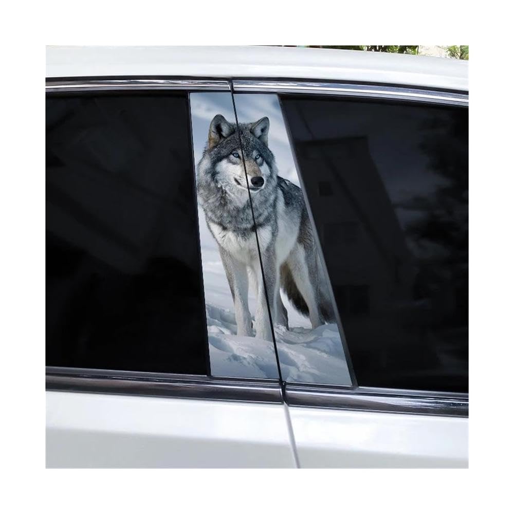 Body Parts 2pcs Wolf Full Moon Car Center Pillar Sticker(C)