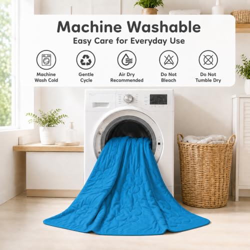 LaffyLo Cooling Blanket for Hot Sleepers, Lightweight Summer Quilt with Breathable Reversible Fabric for Bed, Couch, Dorm and Travel, Machine Washable, Twin Size 60"x80", Ice Blue & Light Grey - image 7